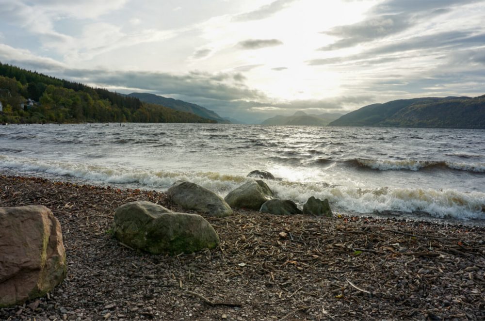 Cloudy sunset over Loch Ness, from Dores Beach