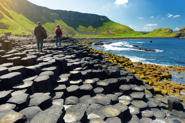 People exploring Giant's Causeway