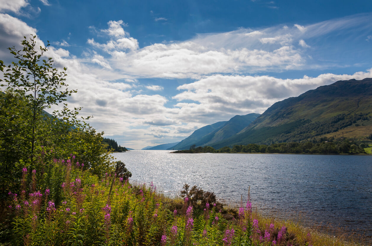 Sunny skies over Loch Ness, Scotland