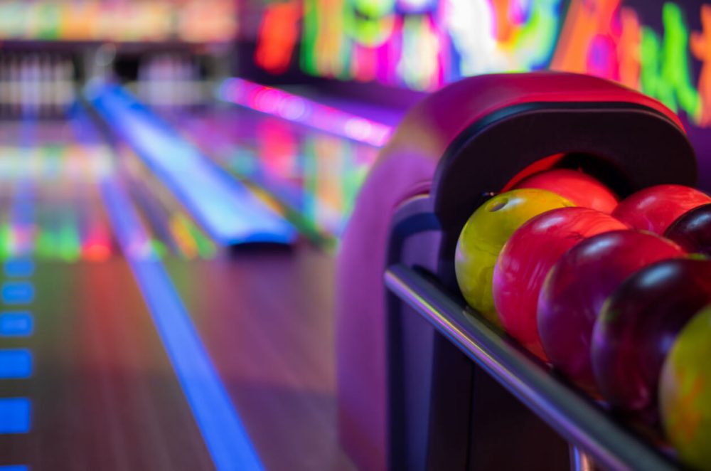 Tenpin bowling balls and alley