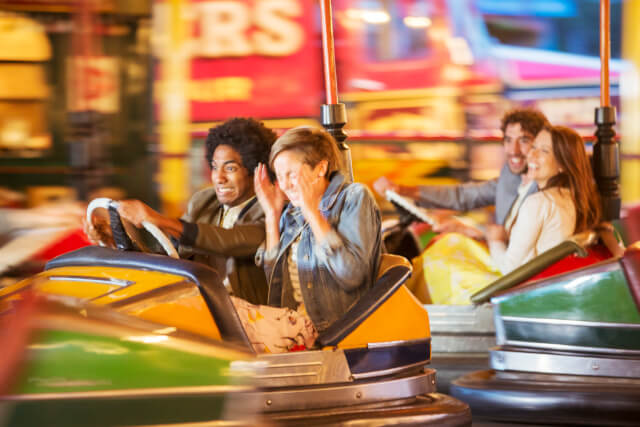 people on bumper cars