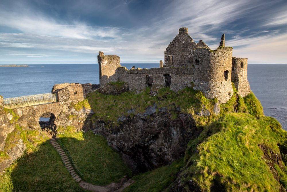 View of Dunluce Castle from above