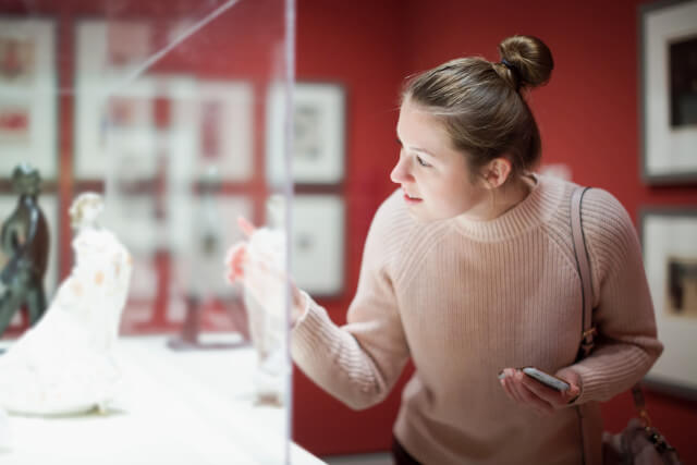 Woman in a museum