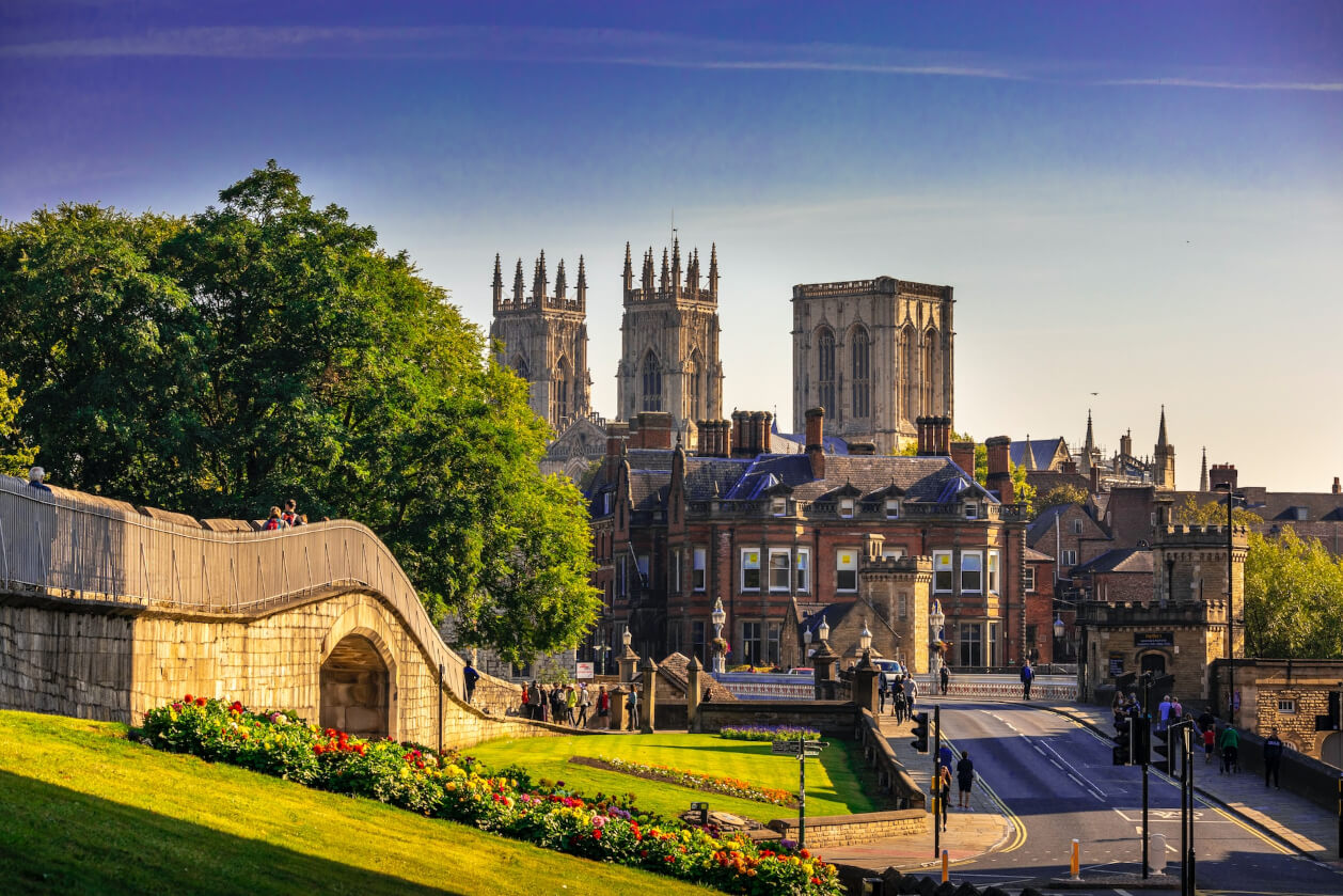 York landscape, with York Minster and City Walls, a couple of things to do in York