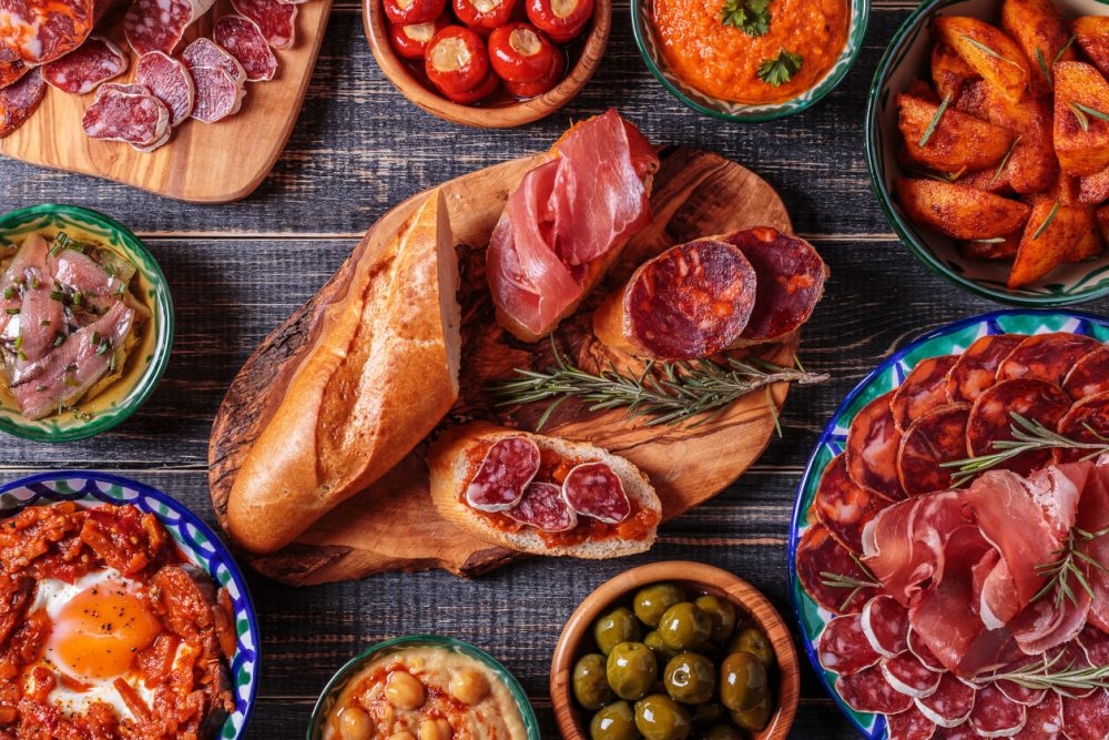 a selection of spanish tapas