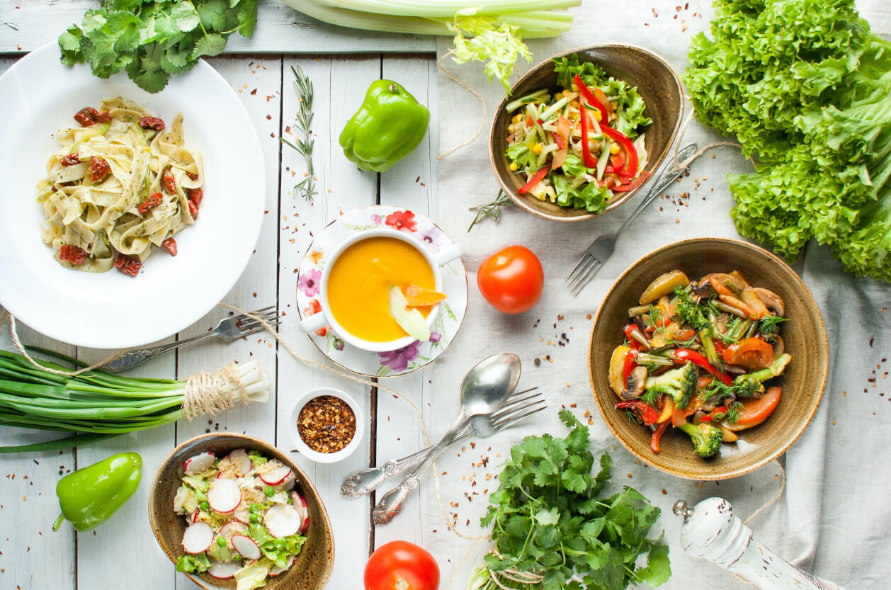 an assortment of vegan food