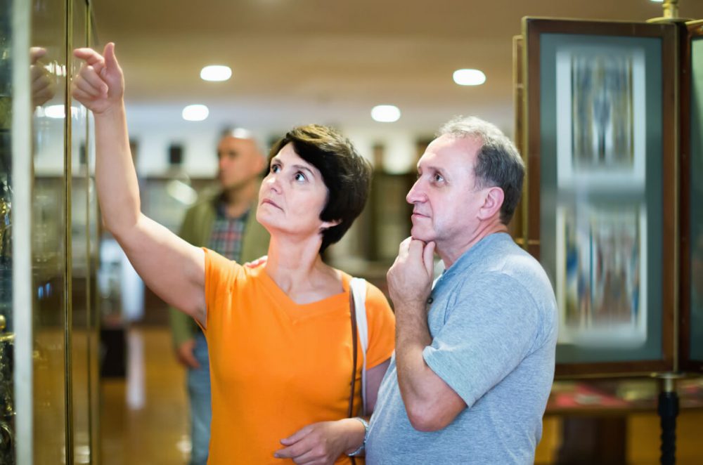 elderly couple at a museum