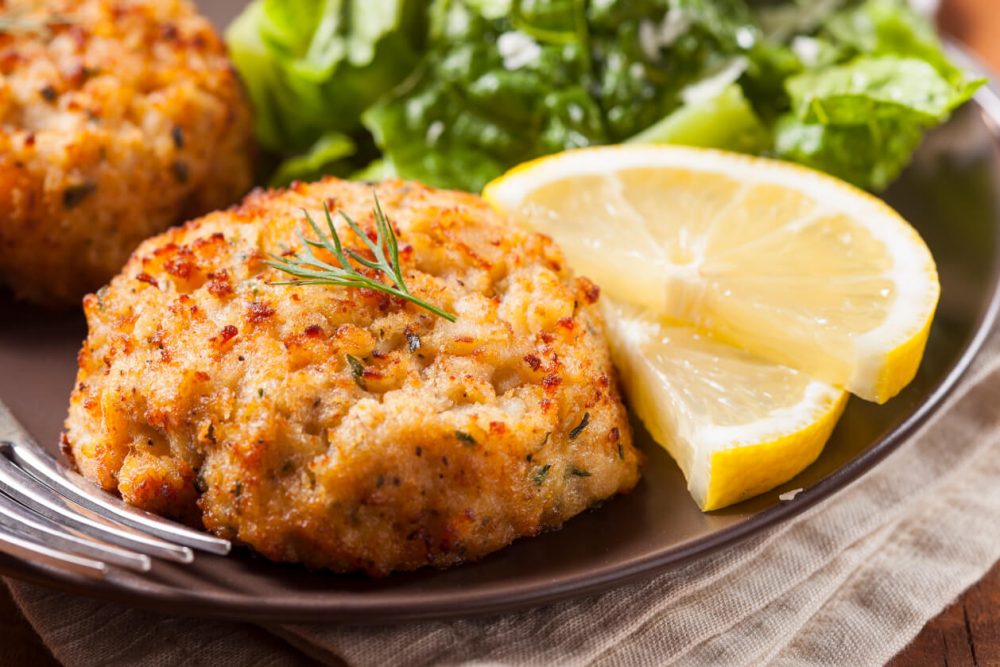 fishcake with vegetables and lemon