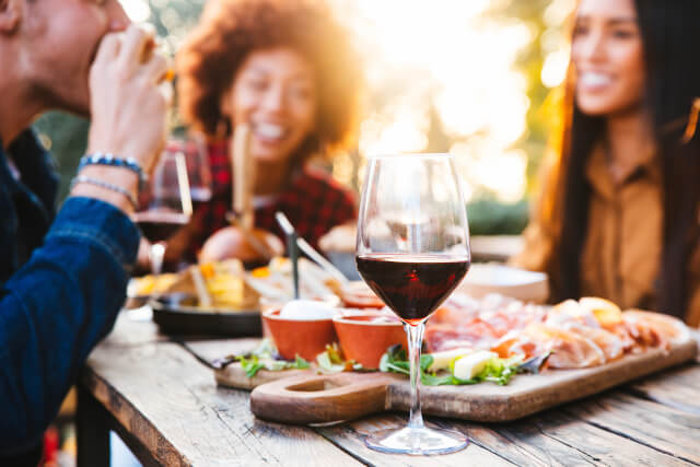 group of friends dining out together