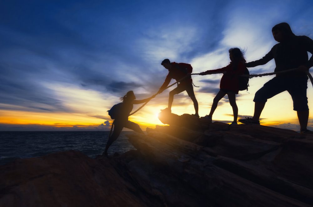 group of people mountaineering