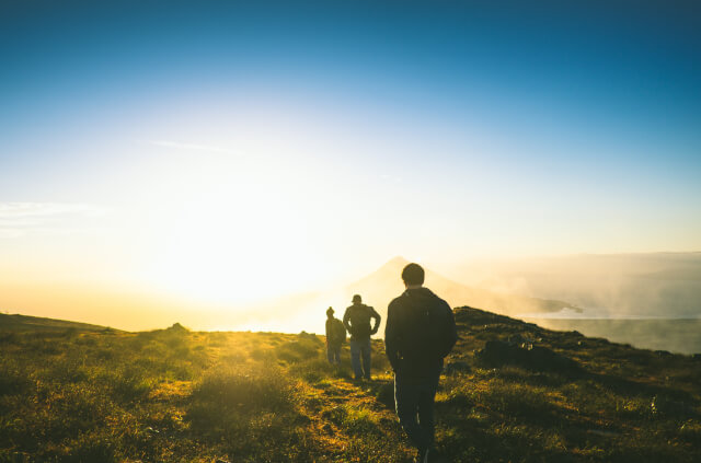 hikers walking during dawn