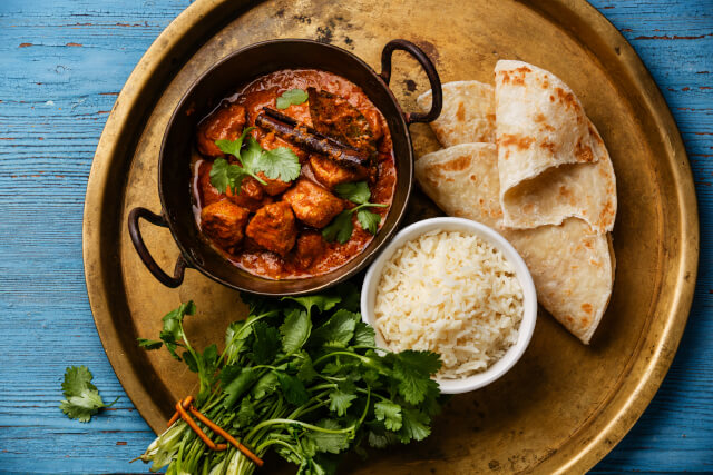 indian dish with naan bread