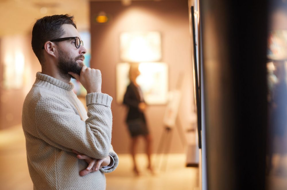 man at museum