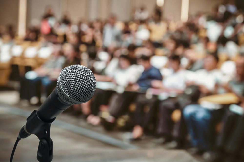 microphone in a convention hall