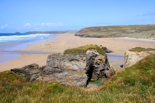 natural arches at perran sands beach