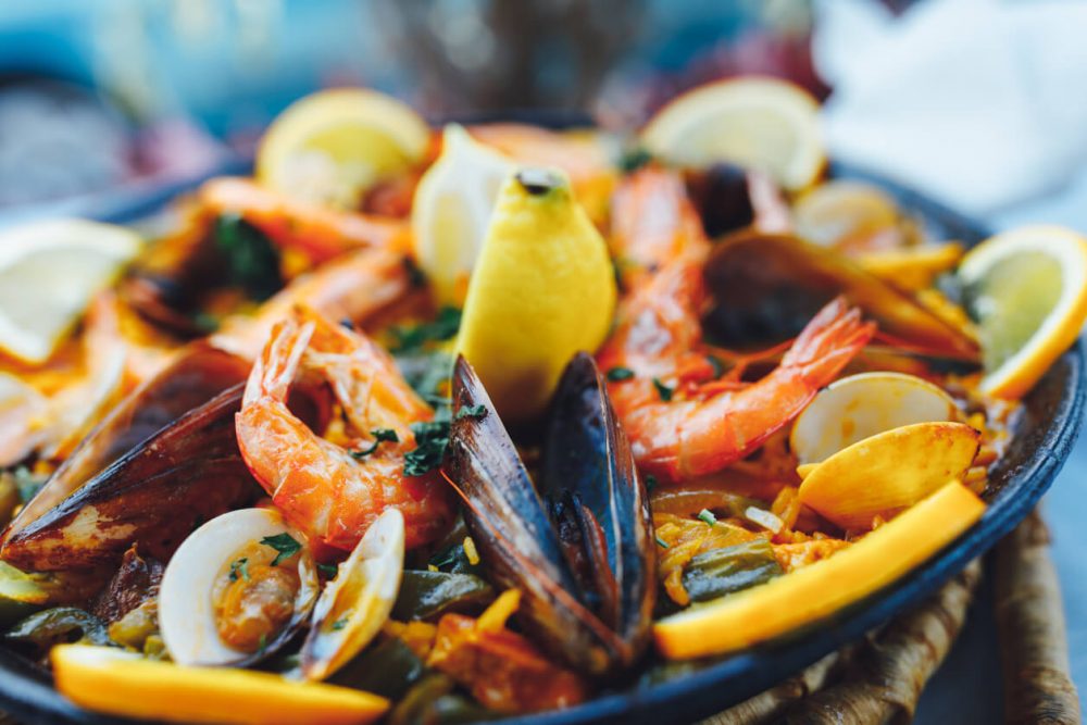 paella seafood dish