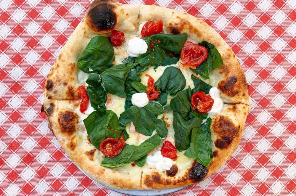 pizza with mozzarella and basil