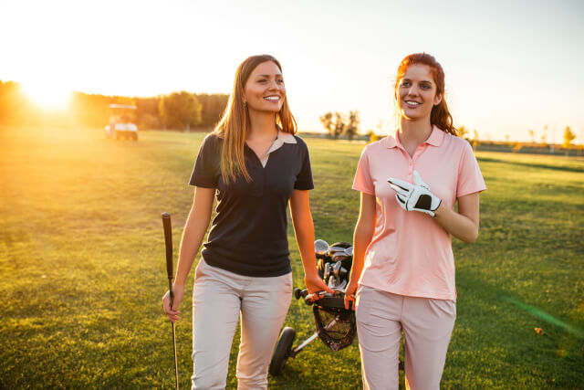 two ladies at a golf club