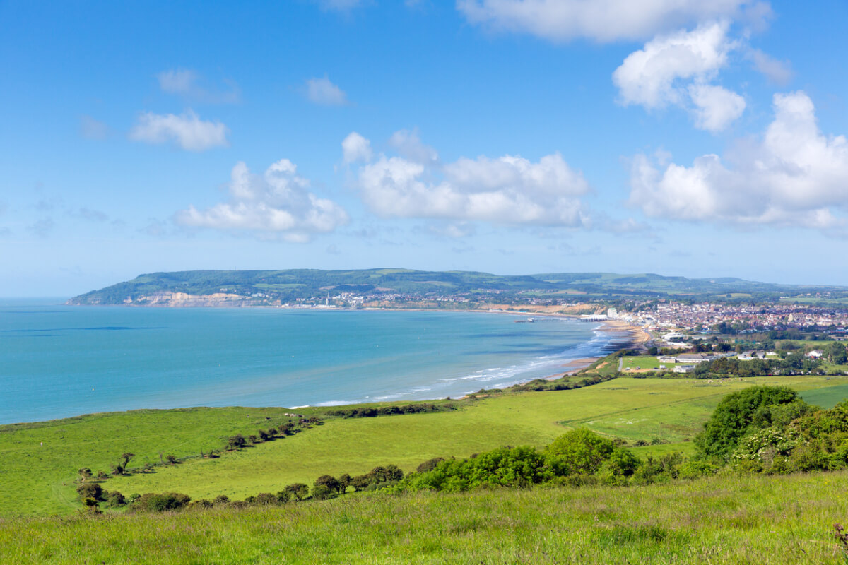 view of shanklin and sandown beach isle of wight