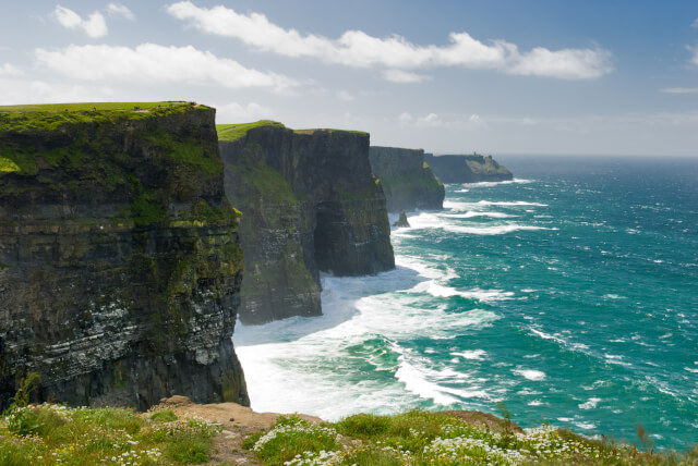 views of cliffs of moher from the sea