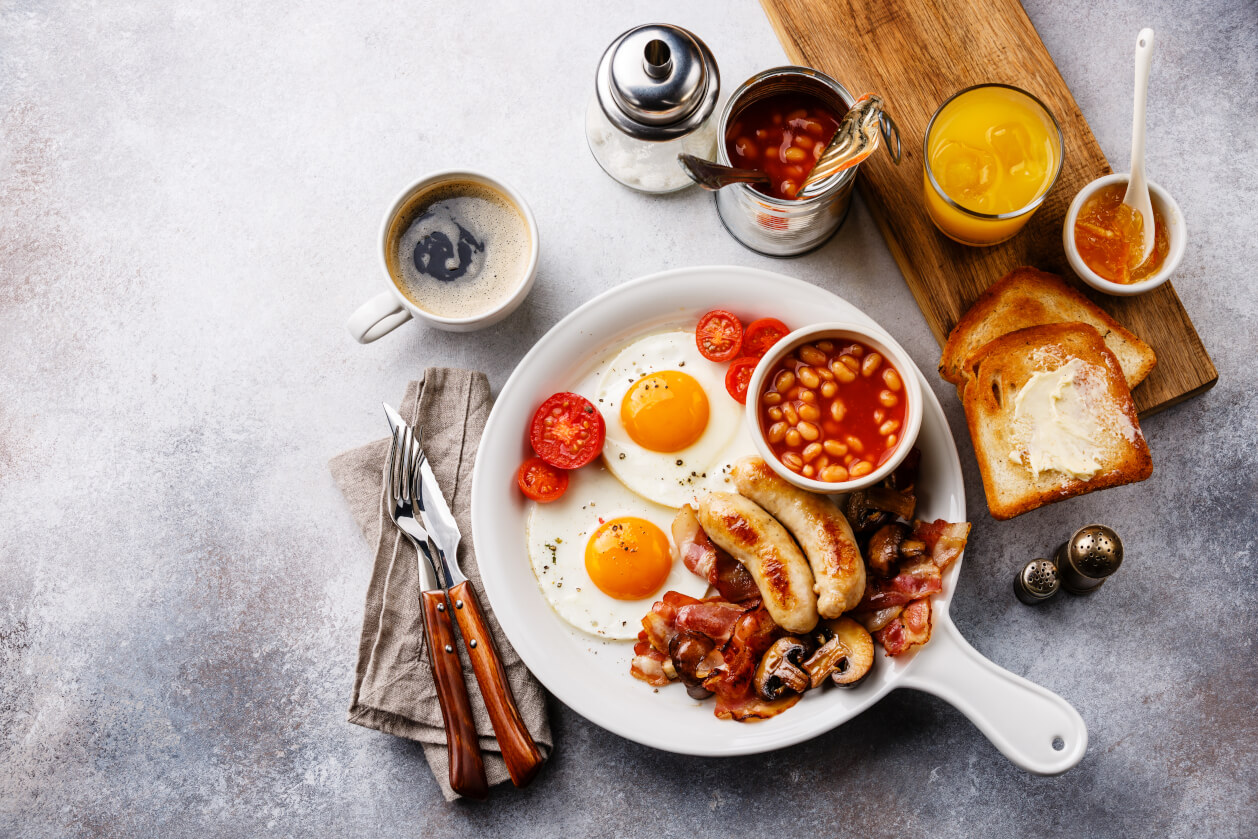 welsh breakfast with coffee